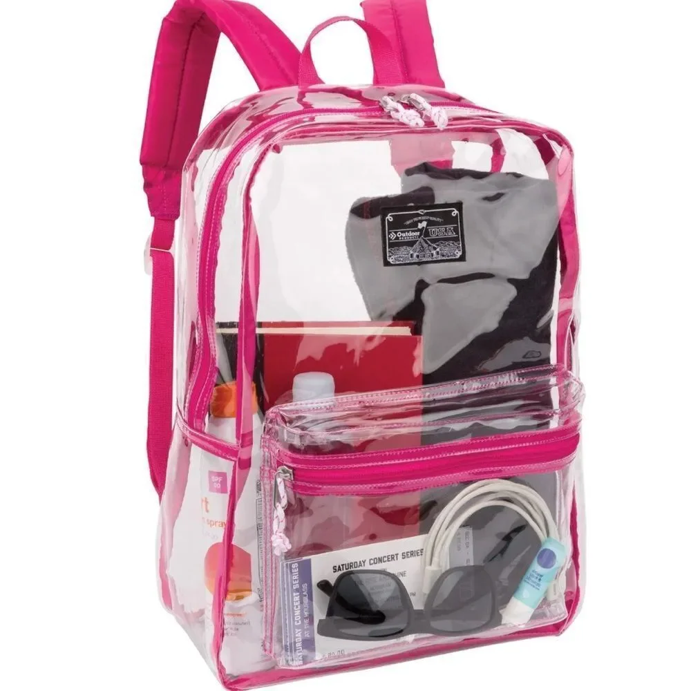 Clear Pink Backpack Outdoor bag Clear Pass Daypack (Pink Peacock) backpack
